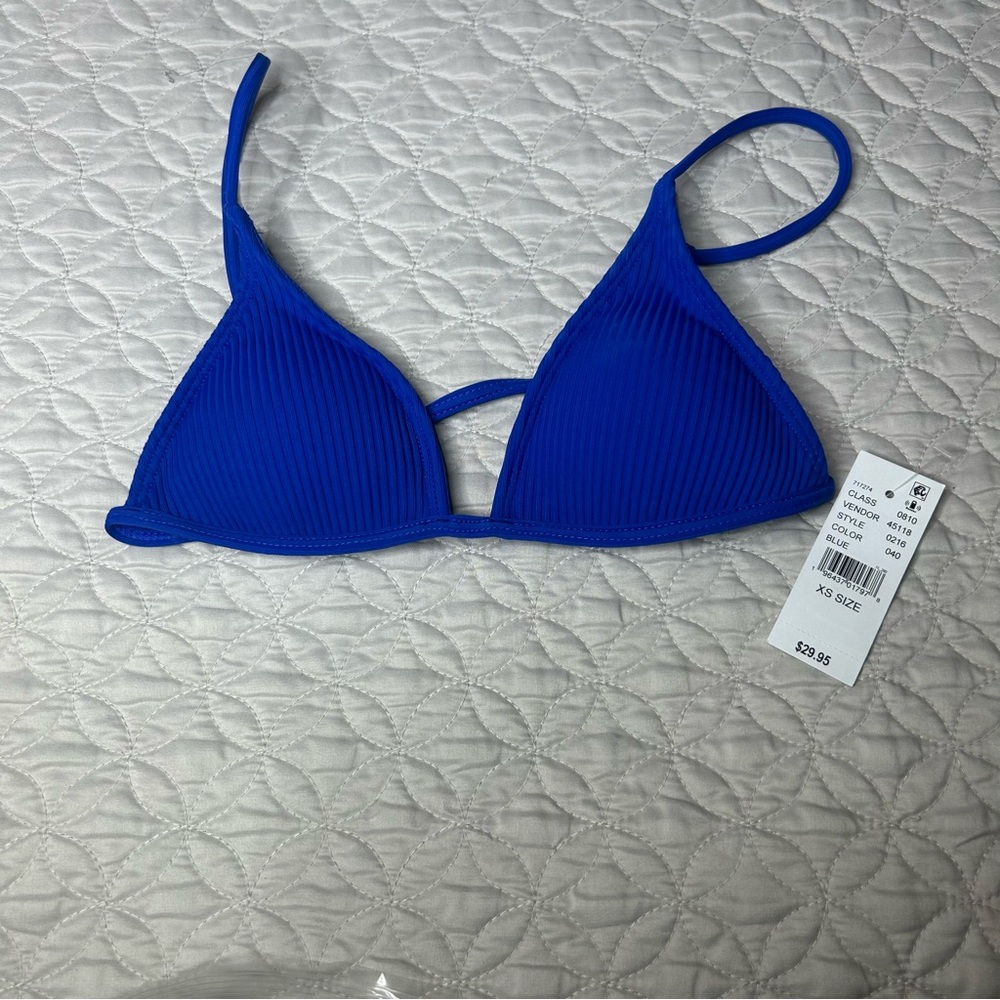 Pacsun Eco Blue Icon Ribbed Triangle Bikini Top